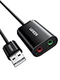 UGREEN Carte Son Externe Adaptateur USB Audio vers 3,5mm Plug Play Noir Compatible avec PS5 PS4 Raspberry Pi Casque Gamer ...