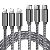 Ulinek Câble USB C vers lightning 2M, Chargeur Rapide iPhone MFi Certifié Lot de 3 Câble Nylon Tressé,USB C Cordon ...