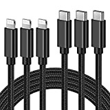 Ulinek Câble USB C vers lightning 2M, Lot de 3 Câble Nylon Tressé Charge Rapide iPhone MFi Certifié,USB C Cordon ...
