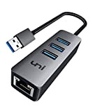 uni Hub USB 3.0 Ethernet, Adaptateur USB 3 Ports USB 3.0 avec 1Gbps - Ethernet Gigabit RJ45, pour MacBook, iMac, ...
