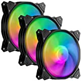 upHere 4Pin PWM 120mm Rainbow LED Ventilateurs de Boitier PC Silencieux,Pack Triple (PF120CF4-3)