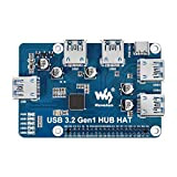 USB 3.2 Gen1 HUB Hat for Raspberry Pi with 4X USB 3.2 Gen1 Ports, Driver-Free Compatible with USB 3.0/2.0/1.1