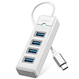 USB C hub, Orico 4 Ports USB 3.0 Adaptateur Hub pour Ordinateur Portable, téléphone, Tablette (avec câble de 0,15m), Compatible ...