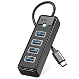 USB C hub, Orico 4 Ports USB 3.0 Adaptateur Hub pour Ordinateur Portable, téléphone, Tablette (avec câble de 0,15m), Compatible ...