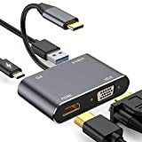 USB C vers HDMI et VGA, 4 en 1 Hub De Type C Vers VGA HDMI 4 K , 1080P ...