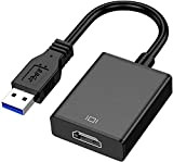 USB to HDMI Adapter, USB 3.0/2.0 to HDMI Adapter 1080P Full HD(Male to Female) Video and Audio Multi-Display Converter Compatible ...