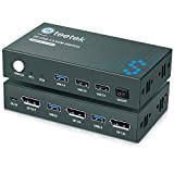 USB3.0 KVM Switch DisplayPort 2 Port,4K@60Hz,Brancher 2 PC sur 2 Ecran,USB 3.0,Commutateur KVM,DP 1.2,Ultra HD,Avec Câble,Button Switch