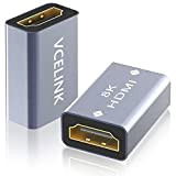 VCELINK Coupleur HDMI, Adaptateur HDMI 8K 2.1 Plaqué Or Rallonge HDMI Femelle vers Femelle Supporte 4K 3D @60Hz UHD, Résolution ...