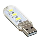 Veilleuse en forme de disque U avec 3 LED 5 V USB Mini lumière pour ordinateur portable PC lecture clavier