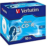 Verbatim 43365 - Music CD-R pour enregistrement de fichiers audios, CD-R, Capacité: 80min, Vitesse: 16x, Lot de 10