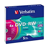 Verbatim 43563 DVD-RW Serl 4X Colour Surface 4,7 Go Slim Case de 5