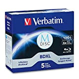 Verbatim 98913 M-Disc BD-R XL 100 Go / 1-4x, Coffret à Bijoux (5 disques) Bleu