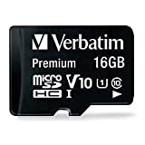 Verbatim Carte mémoire microSDHC Premium 16 Go noire avec adaptateur - pour capture vidéo en full HD - résiste à ...