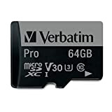 Verbatim Pro U3 Carte mémoire microSDXC avec adaptateur - 64 Go - noire - carte microSD pour capture vidéo 4K ...