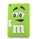 Vert iPad mini dessin animé 3d chocolat fève de lait Bean / M & M Cas de couverture de silicone ...