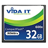 Vida IT 32Go Carte Mémoire CF Compact Flash 32 Go 600x 90 Mo/s pour Canon EOS 10D 20D 20Da EOS ...