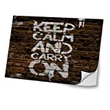 Virano Keep Calm 10019, Keep Calm and Carry on, Autocollant Vinyl Adhésif Dessin Coloré et Effet de Cuir pour Les ...
