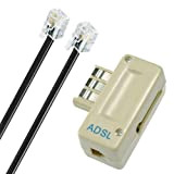VSHOP® Filtre ADSL + Câble RJ11/RJ11 Cat 5 m/m - 2m de Couleur Gris Cable et Prise gigogne ADSL2 pour ...