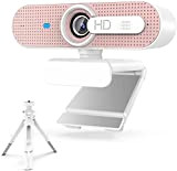 Webcam 1080P - Webcam Full HD pour PC, autofocus USB Web Caméra avec microphone stéréo et couvercle, rotation à 360° ...