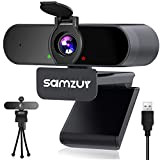 Webcam avec Microphone, Samzuy Full HD 1080p Streaming USB Facecam, Réglable, Mise au Point Automatique, Audio Clair, Plug and Play, ...