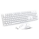WisFox Wireless Keyboard Mouse Combo, 2.4GHz Slim Full-Sized Advanced Soundless Wireless Keyboard and Mouse Combo with USB Nano Receiver for ...
