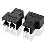 XCOZU Lot de 2 RJ45 Adaptateurs Répartiteurs Ethernet 1 à 2 Prises Double Interface HUB, Réseau Modulaire LAN Connecteur pour ...
