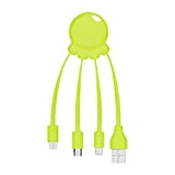 Xoopar - Octopus matt Lime - Câble multi connecteurs USB - Hub USB 4 en 1 : lightning, USB C, ...