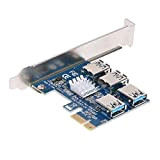 XT-XINTE Carte PCI-E 1 à 4 emplacements PCI-Express 16X Riser Card PCI-E 1X vers 4 ports externes PCI-e USB 3.0 ...
