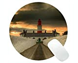 Yanteng Tapis de souris rond, motif phare sur la plage