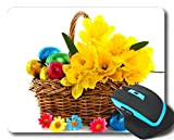 YENDOSTEEN Gaming Mouse Pad personnalisé, Fleurs Jaunes Daffodil Petals Mouse Pousquets avec Bords Cousus 260 * 210 * 3 mm