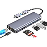 yoyoblue Hub USB 3.0 avec Multiple Type C Dock vers Réseau Gigabit Ethernet RJ45,3 Ports USB 3.0,Lecteur de Carte SD/TF ...