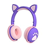 YTFU Cuffie Bluetooth Senza fili per Bambini Con orecchio di Gatto, Cuffie Stereo Senza fili ripiegabili Sopra lorecchio Con microfono, ...