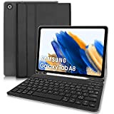 Zabatoco Étui Clavier AZERTY pour Samsung Galaxy Tab A8 10.5 2021(SM-X200/X205/X207), Français Clavier magnétique Bluetooth sans Fil avec étui de ...