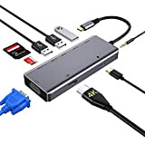 zedela Hub USB C 9-en-1 Concentrateur de Type C vers HDMI 4K, VGA, USB 3.0, Lecteur de Carte SD & ...