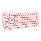 ZIYOU LANG 3060i Clavier sans Fil Rétro, Cute Chat Clavier Bluetooth Silencieux, Typewriter Rétro Round Keycap, Compact 84 Clés, QWERTY, ...