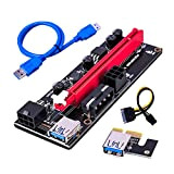 ZXR.Elwood Carte PCI-E 1X à 16X Riser GPU Extender Riser Card PCI-E Adaptateur USB 3.0 GPU avec interface 6pin, Bleu